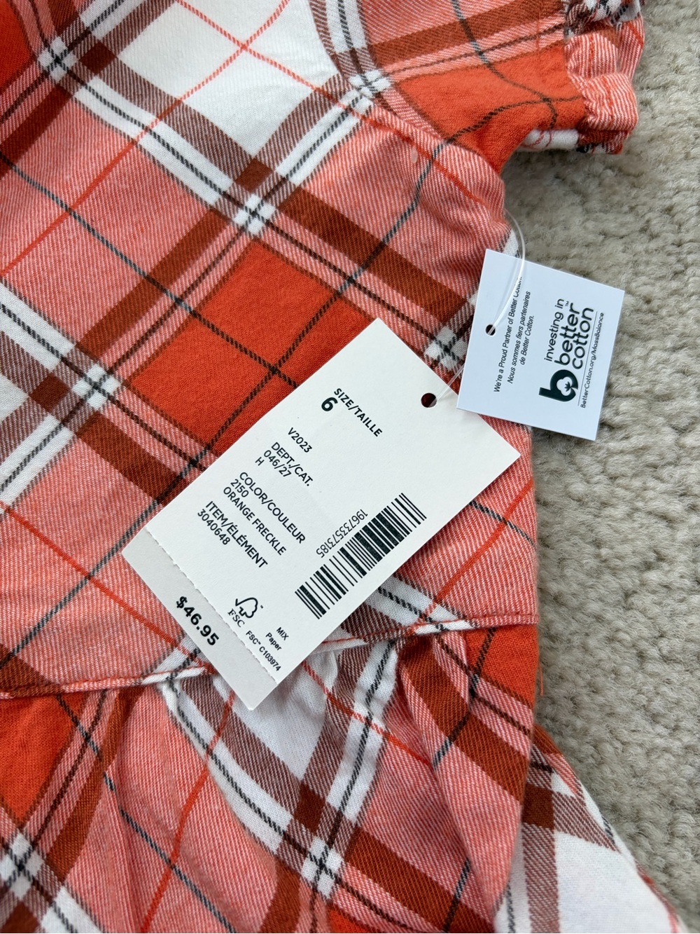 Gymboree NWT Size 6 Orange Plaid Pumpkin Fall Peter Pan Collar Dress - Picture 4 of 6